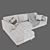 Modern Birch Ivory Sectional Sofa 3D model small image 2