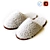 Cozy White Fegen Slippers 3D model small image 1