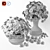 White Daisy Delight Glass Vase Set 3D model small image 3