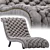 Luxury Velvet Silver Relax Chair 3D model small image 1