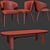 Elegant Minotti Aston Dining Chairs 3D model small image 3