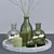 Green Glass Votive Set with Tray 3D model small image 2