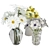 Exquisite Vase Trio with 3D Floral Bouquet 3D model small image 1