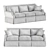 Elegant Paige Kick Pleat Sofa 3D model small image 3