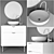 Modern 3-Piece Bathroom Furniture Set 3D model small image 3
