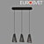 Storm Loft Pendant - Eurosvet 50058/3 (Black) 3D model small image 1