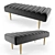 Luxury Gray Velvet Bench: Stylish American Art Deco Design 3D model small image 1