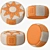 Beige Orange Moroccan Leather Pouf: Stylish and Versatile 3D model small image 2