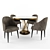 Luxury Brass and Wood Dining Set 3D model small image 1