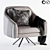 Cozy Cream Velvet Armchair 3D model small image 1