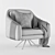 Cozy Cream Velvet Armchair 3D model small image 2