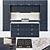 2-in-1 Kitchen: Blue & Green Units, Chrome & Gold Finish 3D model small image 2