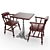 Tradition Wooden Table & Leather Chairs 3D model small image 1