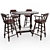 Rustic Wooden Pub Table & Stools 3D model small image 1