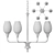 Elegant Milk Glass Chandelier 3D model small image 3