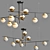 Modern Brass and White Chandelier 3D model small image 1