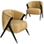 Elegant Velvet Accent Chair 3D model small image 1