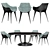 Sleek Zize Zink Dining Set 3D model small image 1