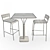 Luxembourg Metallic Table & Stools 3D model small image 2