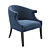 Roche Teal Blue Velvet Margaux Chair 3D model small image 1