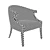Roche Teal Blue Velvet Margaux Chair 3D model small image 2