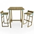 Rustic Wood Table & Stools Set 3D model small image 1