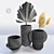 Handcrafted Anthropologie Ceramic Vase Set 3D model small image 2