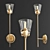 Elegant Transparent Brass Wall Sconce 3D model small image 1