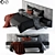 Sleek Gray and Black Bed Set 3D model small image 1