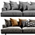 Poliform Tribeca 3-Seater Sofa 3D model small image 3