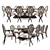 Elegant Table Set with Rattan Chairs 3D model small image 1