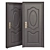 Sturdy Steel Door with Security Lock 3D model small image 1