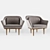 Elegant Upholstered Armchair 3D model small image 3