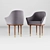 Elegant Wood & Brass Chair Set 3D model small image 2