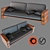 Elegant Wooden & Leather Sofa 3D model small image 1