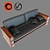 Elegant Wooden & Leather Sofa 3D model small image 2