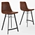 Aged Caramel Counter Stool 3D model small image 1