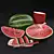 Watermelon 3D Food Set 3D model small image 1