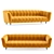 Vintage Velvet 3-Seater Sofa 3D model small image 1