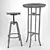 Sleek Modern Bar Stool Set 3D model small image 3