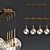 Sleek Rectangle Smoked Glass Chandelier 3D model small image 1