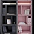 Black & Pink Plywood Wardrobe 3D model small image 2