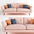 Scandinavian Style 3-Seater Pink Sofa 3D model small image 1