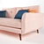 Scandinavian Style 3-Seater Pink Sofa 3D model small image 2