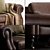 Elegant Leather Chair Set 3D model small image 2