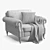 Elegant Leather Chair Set 3D model small image 3