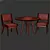 Blue Bliss: 3-Piece Dining Set 3D model small image 3