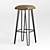Rustic Wooden Iron Bar Stool 3D model small image 1