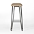 Rustic Wooden Iron Bar Stool 3D model small image 4