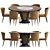 Elegant Brass Dining Set 3D model small image 1